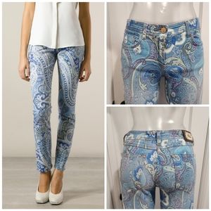 Etro Blue Paisley Skinny Jeans